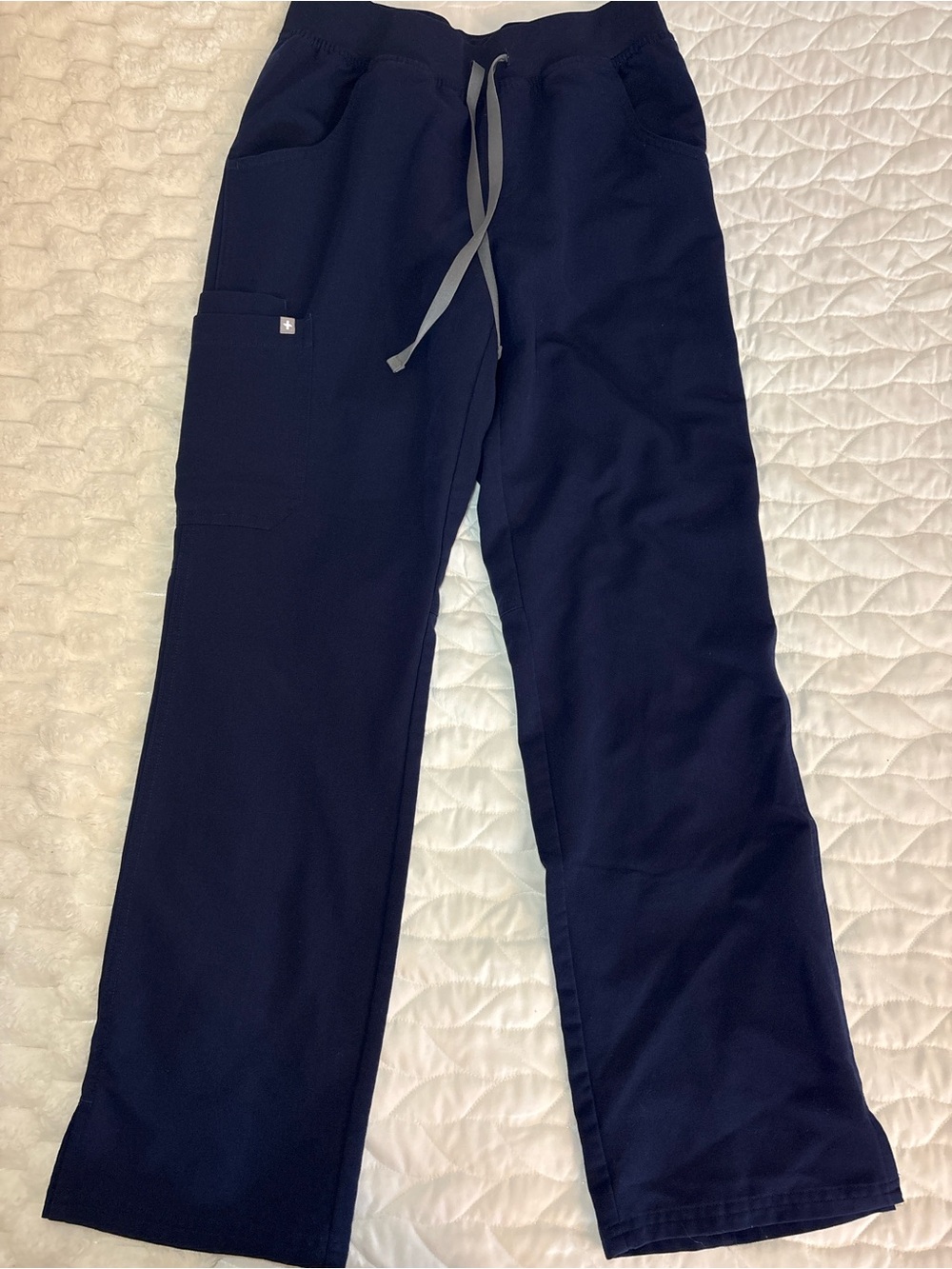 Figs Navy Blue Kade Cargo Scrub Pants Small Straight Leg Yoga Waistband